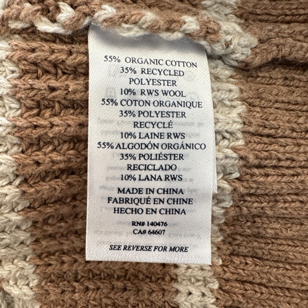 Faherty Mariner Striped Tan and Cream Women's Sweater - Picture 4 of 4